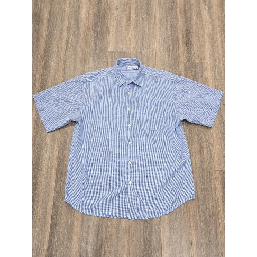 Vintage Y2K Anchor Blue XL Blue White Check Plaid Button Up Shirt Cotton